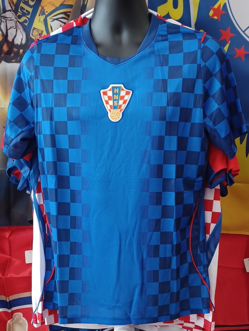 Croatia Blue Checkered Soccer Jersey Adults